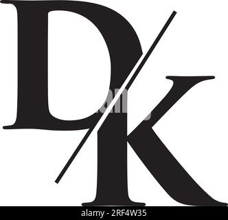 Design de logo alphabet de lettre de signature DK au format vectoriel Illustration de Vecteur