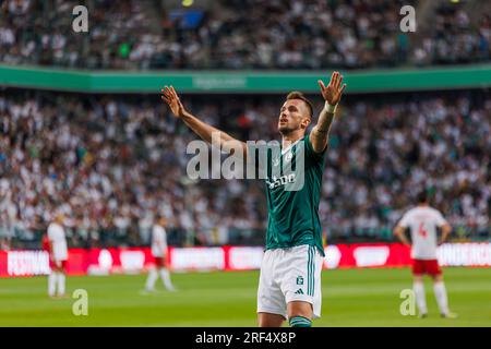 Tomas Pekhart lors du match PKO BP Ekstraklasa 2023/24 entre Legia Warszawa et LKS Lodz au stade municipal de Legia de Marshall Józef Piłsudski, Banque D'Images