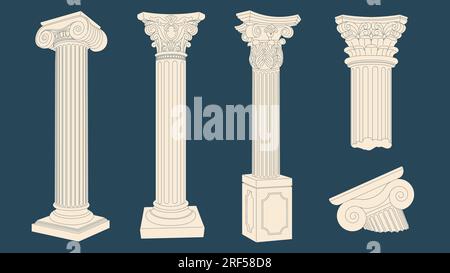 Ensemble vectoriel de colonnes en marbre antique Illustration de Vecteur