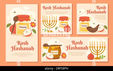 Ensemble de vecteurs de bannières Rosh Hashanah Illustration de Vecteur