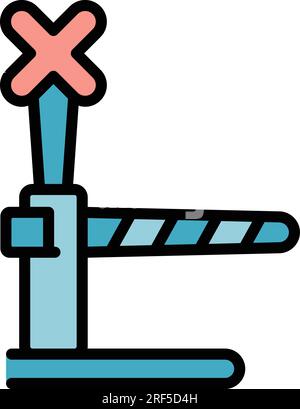 Vecteur de contour d'icône de croix de rail. Voie de circulation. Couleur de la route du train à plat Illustration de Vecteur
