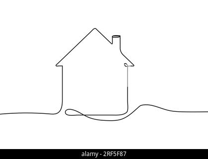 Illustration vectorielle de début de ligne fine continue. Dessin au trait continu unique d'une maison de luxe dans une grande icône de maison minimaliste cit. Illustration de Vecteur