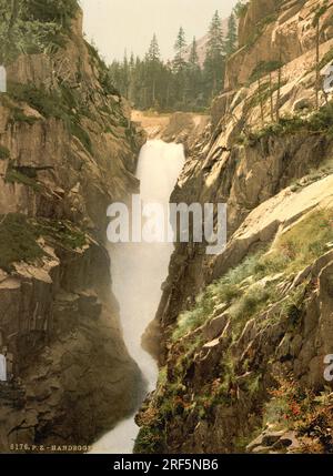 Handeggfall, Col de Grimsel, Guttanen, Alpes bernoises, Berne, Suisse 1890. Banque D'Images