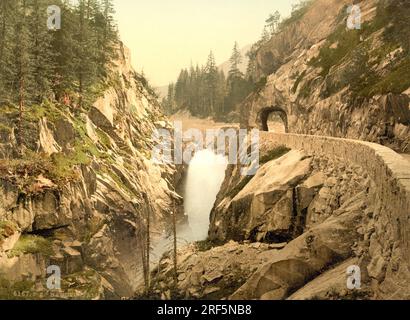 Handeggfall, Col de Grimsel, Guttanen, Alpes bernoises, Berne, Suisse 1890. Banque D'Images