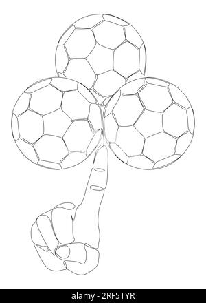 Une ligne continue de la main avec football, ballon de football. Concept de sport vectoriel d'illustration de ligne mince. Dessin de contour idées créatives. Illustration de Vecteur