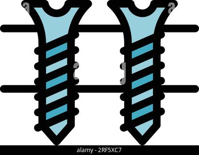 Vecteur de contour d'icône de vis de cloison sèche. Plâtre mural. Ciment de construction couleur plat Illustration de Vecteur