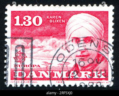 DANEMARK - CIRCA 1980 : timbre imprimé par le Danemark, montre Karen Blixen, circa 1980 Banque D'Images