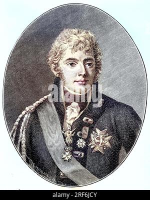 Charles-Ferdinand d Artois, Herzog von Berry, 24. Januar 1778 - 14. Février 1820, war der jüngere Sohn des Comte d Artois, des späteren Königs Karl X., digitale verbesserte Reproduktion eines Originaldrucks aus dem 19. Jahrhundert / Charles-Ferdinand d'Artois, duc de Berry, 24 janvier 1778 - 14 février 1820, était le fils cadet du comte d'Artois, plus tard roi Charles X, reproduction numérique améliorée d'une estampe originale du 19e siècle Banque D'Images