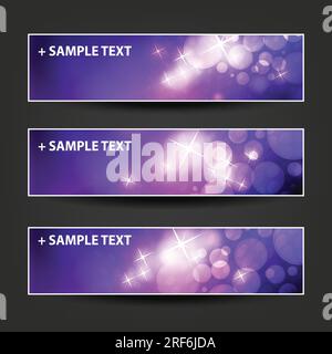 Ensemble d'en-têtes abstraits colorés horizontaux ou bannières pour les vacances et les publicités, Noël, dessins du nouvel an Illustration de Vecteur
