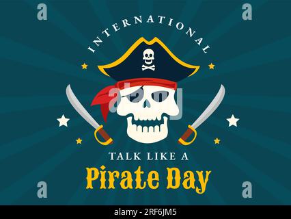 Parlez international comme Un Pirate Day Vector Illustration avec un personnage mignon Pirates Cartoon dessiné à la main pour bannière Web ou modèles de page de destination Illustration de Vecteur