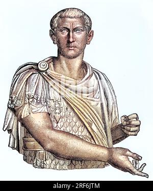 Die Marmorbüste von Marcus Antonius Gordianus, 20. Janvier 225 - 244, bekannt als gordian III., war von 238 bis 244 Römischer Kaiser, siehe im Louvre von Paris, Frankreich, digitale verbesserte Reproduktion eines Originaldrucks aus dem 19. Jahrhundert / le buste en marbre de Marcus Antonius Gordianus, 20 janvier 225 - 244, connu sous le nom de Gordian III, a été de 238 à 244 empereurs romains, voir au Louvre de Paris, France, reproduction numérique améliorée d'une estampe originale du 19e siècle Banque D'Images