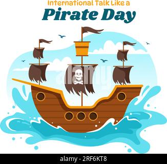 Parlez international comme Un Pirate Day Vector Illustration avec un personnage mignon Pirates Cartoon dessiné à la main pour bannière Web ou modèles de page de destination Illustration de Vecteur