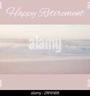 Composition d'un texte de retraite heureuse au-dessus de la mer Banque D'Images