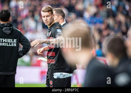 Herning, Danemark. 30 juillet 2023. Charles du FC Midtjylland vu lors du 3F Superliga match entre le FC Midtjylland et Silkeborg IF au MCH Arena de Herning. (Crédit photo : Gonzales photo - Morten Kjaer). Banque D'Images