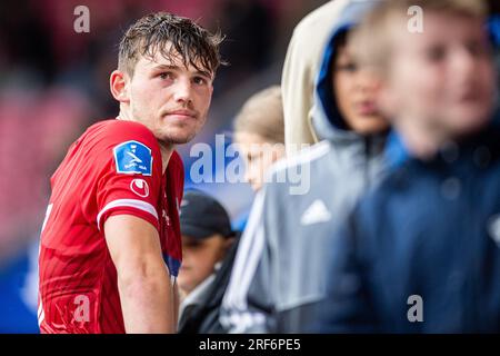 Herning, Danemark. 30 juillet 2023. Callum McCowatt de Silkeborg IF vu après le 3F Superliga match entre le FC Midtjylland et Silkeborg IF au MCH Arena de Herning. (Crédit photo : Gonzales photo - Morten Kjaer). Banque D'Images