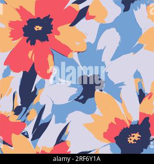 Motif floral aquarelle sans couture - éléments de fleurs roses blush, branches de feuilles vertes sur fond noir foncé ; pour emballages, papiers peints, cartes postales, Illustration de Vecteur
