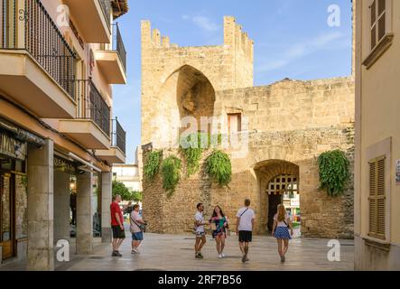 Porta del Moll, Stadttor, Altstadt, Alcudia, Majorque, Espagnol Banque D'Images