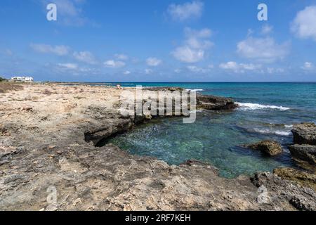 Plage à Torre Santa Sabina, Carovigno, Pouilles, Italie, Europe Banque D'Images