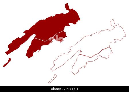 Bienne District (Suisse, Confédération suisse, canton de Berne ou Berne) illustration vectorielle de carte, croquis Verwaltungskreis Bienne Illustration de Vecteur