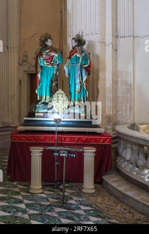 Via Giuseppe Libertini rue, Église de Sant'Anna, intérieur, Lecce, Pouilles, Italie, Europe Banque D'Images