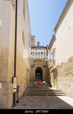 Via Giuseppe Libertini rue, Église de Sant'Anna, intérieur, Lecce, Pouilles, Italie, Europe Banque D'Images