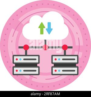 Cloud basé sur la demande vidéo conception d'icônes vectorielles, symbole de traitement en nuage, signe de services informatiques, serveurs Web et illustration de stock de centre de données, Ente Illustration de Vecteur