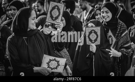 Les musulmans prennent part à la commémoration du martyre du petit-fils du Prophète Muhammad, l'Imam Hussain (Husayn Ibn Ali) tué dans la bataille de Karbala. Banque D'Images