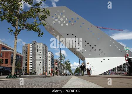 La Tour de voile, Aarhus docklands, Danemark. Banque D'Images