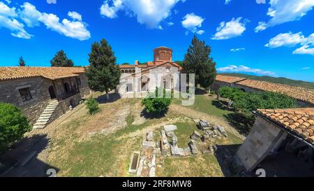 L'église Sainte-Marie à Apollonia, site de l'UNESCO, a été fondée par des colons grecs au cours du 6e siècle av. J.-C.. Ces ruines antiques en Albanie, déterrées en 19e. Banque D'Images