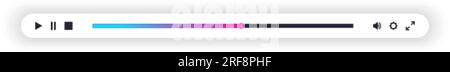 Mini lecteur vidéo barre ligne ou panneau de commande du lecteur audio. Illustration de Vecteur