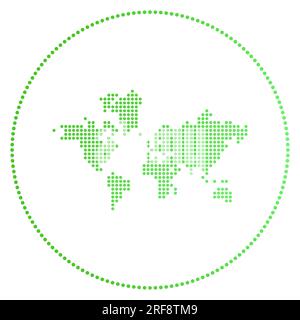 Le badge numérique World. Carte de style pointillé du monde en cercle. Icône technique avec des points dégradés. Illustration vectorielle captivante. Illustration de Vecteur