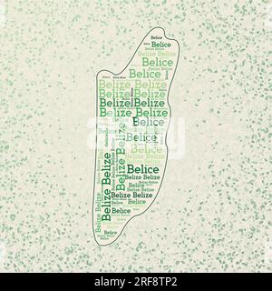 Belize forme avec les noms de pays nuage de mots en plusieurs langues. Carte de frontière du Belize sur des triangles artistiques dispersés autour. Illustration de Vecteur