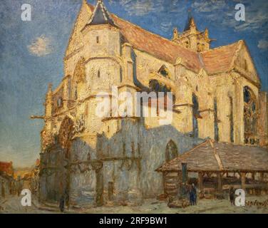 Alfred Sisley painting, l'Eglise de Moret, temps de gelée, (église de Moret temps glacial) ; 1893 ; peintre impressionniste du 19e siècle vivant en France. Banque D'Images