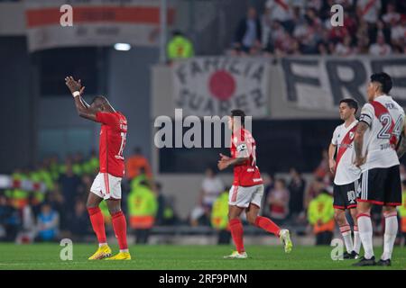 Buenos Aires, Argentine. 01 juillet 2023. Enner Valencia de Internacional, célèbre après avoir marqué le premier but de son équipe lors du match entre River plate et Internacional pour le tour de 16 première manche de Copa Conmebol Libertadores 2023, au Stade Monumental de Nunez, à Buenos Aires, Argentine le 01 juillet. Photo : Max Peixoto/DiaEsportivo/Alamy Live News crédit : DiaEsportivo/Alamy Live News Banque D'Images