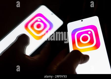 Pologne. 01 août 2023. Dans cette illustration photo, logo Instagram vu affiché sur un smartphone. Crédit : SOPA Images Limited/Alamy Live News Banque D'Images