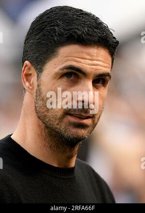 Photo du dossier datée du 07-05-2023 de l'entraîneur-chef d'Arsenal, Mikel Arteta. Arsenal espère que le plus grand défi viendra d'eux. Les Gunners ont donné le rythme pour la majeure partie de la saison dernière et, bien que leur offre se soit finalement terminée par un chagrin, le projet Mikel Arteta semblait bien en avance sur le calendrier. Date de publication : mercredi 2 août 2023. Banque D'Images