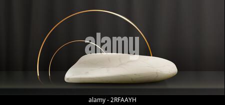 3d maquette réaliste de fond de podium de pierre de produit cosmétique. Plate-forme nature rock pour une promotion beauté spa de luxe. Haut de gamme sur table wi Illustration de Vecteur