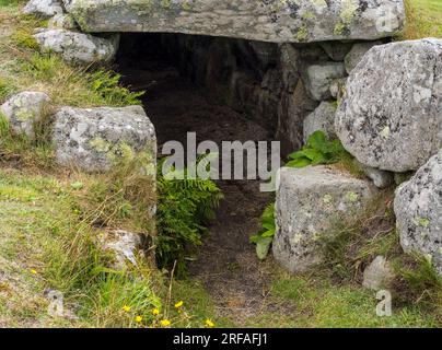 Chambre d'enterrement de Carn de Bant. Âge du bronze, St Marys, Îles Scilly, Cornouailles, Angleterre, ROYAUME-UNI, GB. Banque D'Images