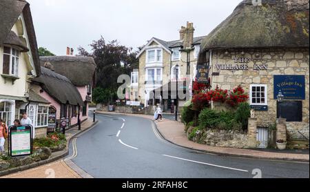 Les toits de chaume pittoresques dans Shanklin Old Village dans l'île de Wight, Angleterre, Royaume-Uni Banque D'Images