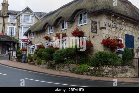Les toits de chaume pittoresques dans Shanklin Old Village dans l'île de Wight, Angleterre, Royaume-Uni Banque D'Images