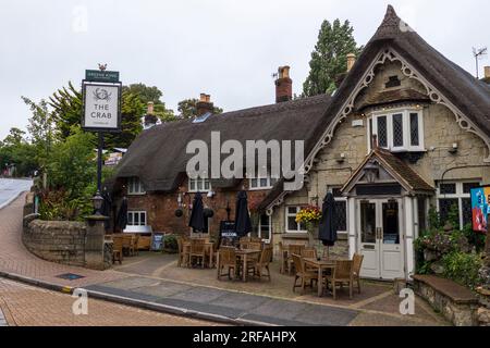 Les toits de chaume pittoresques dans Shanklin Old Village dans l'île de Wight, Angleterre, Royaume-Uni Banque D'Images