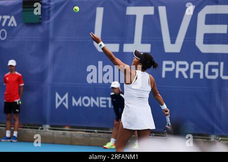 Prague, Praha, République tchèque. 1 août 2023. HEATHER WATSON (GBR) en action lors du LIVESPORT PRAGUE OPEN - Womens tennis - WTA250 (crédit image : © Mathias Schulz/ZUMA Press Wire) À USAGE ÉDITORIAL SEULEMENT! Non destiné à UN USAGE commercial ! Banque D'Images