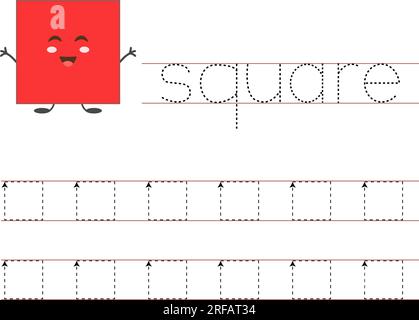 Tracer et apprendre carré. Formes géométriques de base. Feuille de travail pour les enfants. Illustration de Vecteur