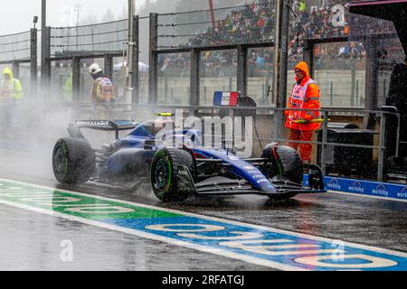 Spa, Belgique. 28 juillet 2023. SPA, BELGIQUE - JUILLET 28 : Logan Sargeant de Williams et USA lors des qualifications avant le Grand Prix F1 de Belgique au circuit de Spa-Francorchamps le 28 juillet 2023 à Spa, Belgique.(photo Michael Potts/BSR Agency) crédit : BSR Agency/Alamy Live News Banque D'Images