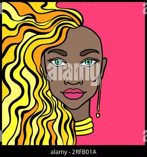 Portrait blond Hair Girl en fond rose Illustration de Vecteur