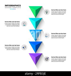 Modèle infographique avec icônes et 5 options ou étapes. flèches 3d. Peut être utilisé pour la mise en page de flux de travail, diagramme, bannière, webdesign. Illustration vectorielle Illustration de Vecteur