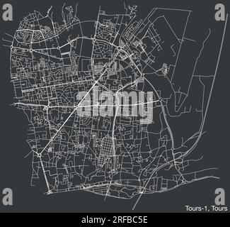 Carte des routes de rue du CANTON TOURS-1, TOURS Illustration de Vecteur