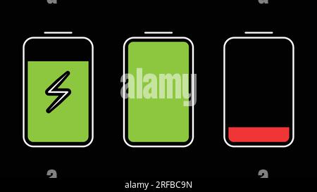 Batterie déchargée et complètement chargée. illustration vectorielle Illustration de Vecteur