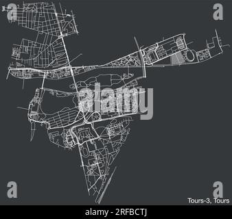Carte des routes de rue du CANTON TOURS-3, TOURS Illustration de Vecteur