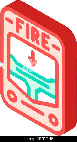 illustration vectorielle d'icône isométrique d'alerte d'incendie Illustration de Vecteur